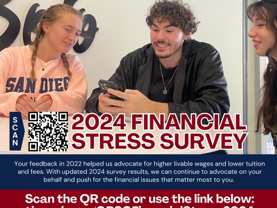 2024 Financial Stress Survey. Your feedback in 2022 helped us advocate for higher living wages and lower tuition and fees. With updated 2024 results, we can continue to advocate on your behalf and push for the financial issues that matter most to you. Scan the QR code or use the link below: https://tinyurl.com/GPSCFinancialStress2024  Note: this survey is intended only for current graduate and professional students at the University of Arizona. 